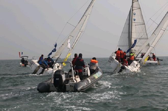 Two boat team racing - ‘Haofeng’ New Year’s Cup 2014 © Qingdao International Marine Club